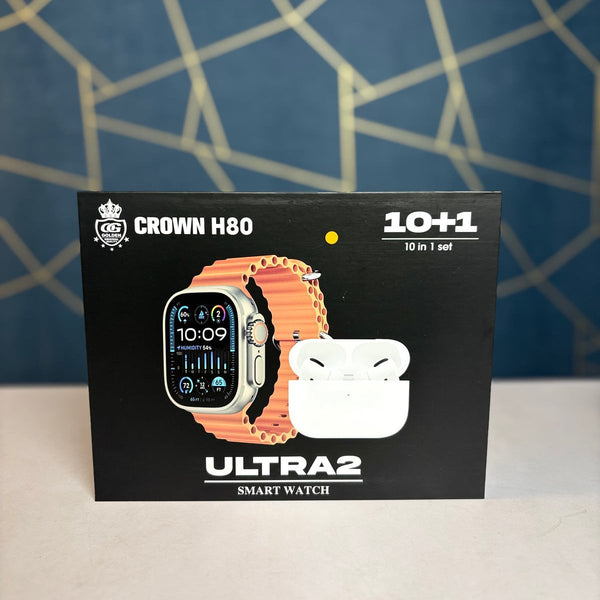 Crown H80 Smart Watch 10 in 1 Set