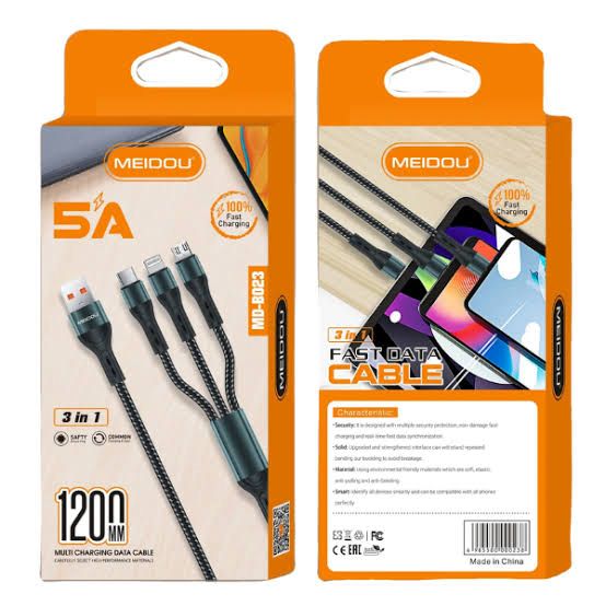 MEIDOU 5A 3-in-1 Fast Charging Data Cable
